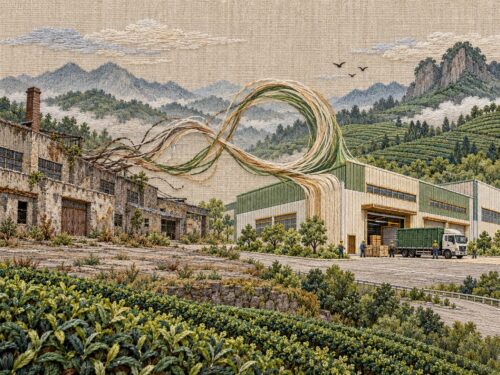 工廠停產後，土地還能怎麼使用？武夷山洋庄鄉透過司法拍賣與「工改工」，讓38畝閒置廠區重新接上茶葉加工與數位管理系統。土地沒有向外擴，廠房改為往上長，也讓一塊原本沉睡的工業用地重新投入地方產業。山坡上的茶樹沒有搬家。廠門換了主人，燈又亮起來。